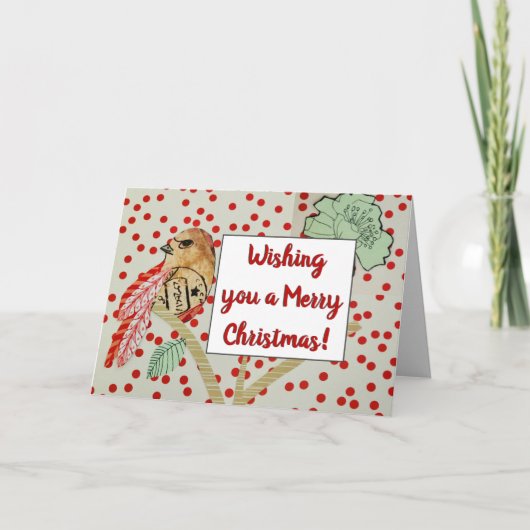 "Ik wens je een vrolijk kerstfeest" Red Bird Chris Kaart (Voorkant)