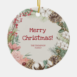 Ik wens je een vrolijke kerst boho planten keramisch ornament