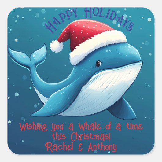 Ik wens je een walvis van een tijd deze kerst vierkante sticker (Voorkant)
