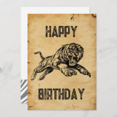 Ik wens je een Wild One Tiger Happy Birthday Kaart (Voorkant / Achterkant)