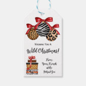 Ik wens je een Wilde Kerstmis! Cheetah, Zebra prin Cadeaulabel (Voorkant)