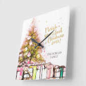 Ik wens je het beste kerstfeest ooit. vierkante klok (Hoek)