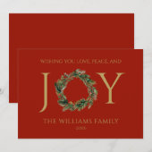 Ik wens je liefde vrede en vreugde rode kerst feestdagenkaart (Voorkant / Achterkant)