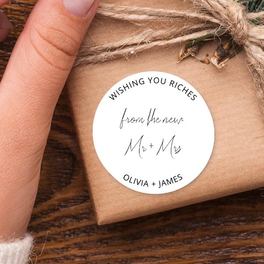 Ik wens je rijkdom van de nieuwe Mr Mrs Wedding Ba Ronde Sticker