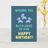 Ik wens je veel plezier, schattige puppies verjaar kaart (Gele Bloem)