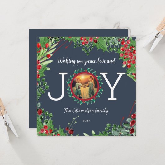 Ik wens je vrede liefde vreugde foto kerstkaart (Voorkant / Achterkant in situ)