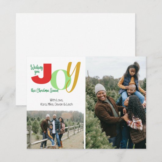 Ik wens je vreugde familie foto feestdagenkaart (Voorkant / Achterkant)