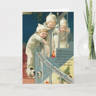 Ik wens jullie kerstkaars Kinderen, hond op het tr Feestdagen Kaart