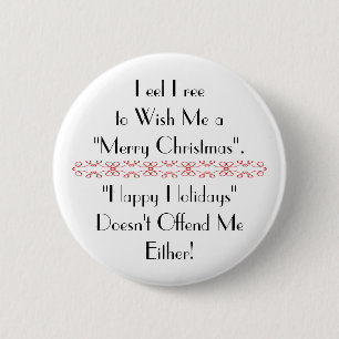 Ik wens prettige kerst. prettige feestdagen ook! ronde button 5,7 cm