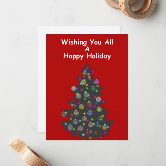 Ik wens u allen een prettige feestdag notitiekaartje (Voorkant / Achterkant in situ)