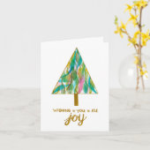 Ik wens u allen vrolijke Waterverf kerstboomKaart Kaart (Gele Bloem)