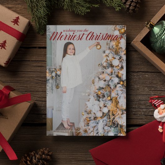 Ik wens u de mooiste kerstfoto van Chic Red Feestdagenkaart