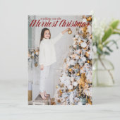 Ik wens u de mooiste kerstfoto van Chic Red Feestdagenkaart (Staand voorkant)