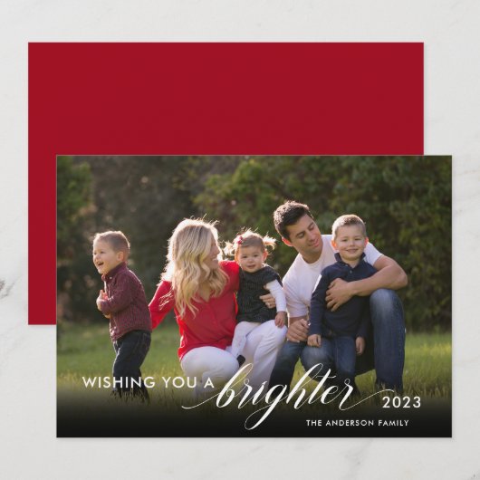 Ik wens u een Brighter Foto Red New Years van 2021 Feestdagenkaart (Voorkant / Achterkant)