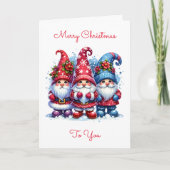 Ik wens u een feestelijke kerst | Holiday Gnomes Feestdagen Kaart (Voorkant)