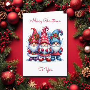 Ik wens u een feestelijke kerst Holiday Gnomes Feestdagen Kaart