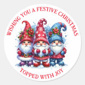 Ik wens u een feestelijke kerst | Holiday Gnomes Ronde Sticker (Voorkant)