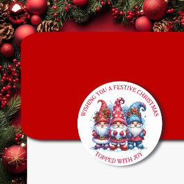 Ik wens u een feestelijke kerst | Holiday Gnomes Ronde Sticker