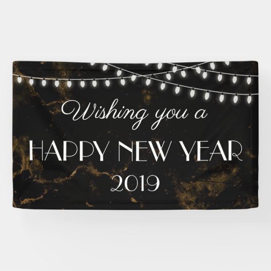 Ik wens u een gelukkig nieuwjaar licht gouden marm spandoek (Horizontaal)