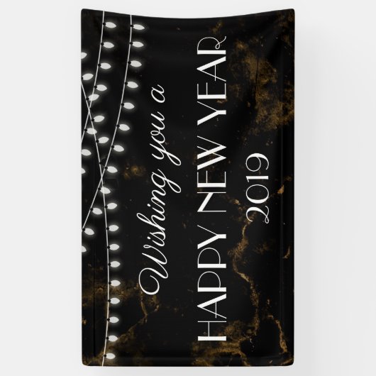 Ik wens u een gelukkig nieuwjaar licht gouden marm spandoek (Verticaal)