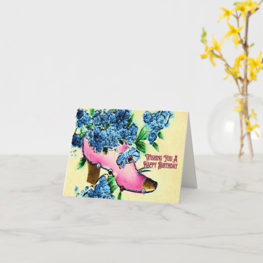 Ik wens u een gelukkige  verjaardag Victoriaans Kaart (Gele Bloem)