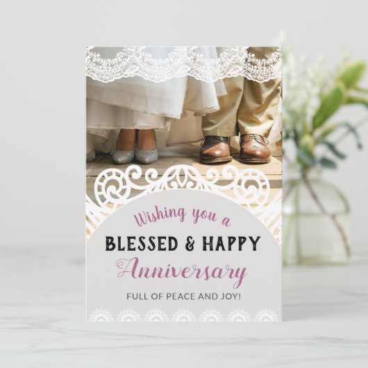 Ik wens u een gezegend en gelukkig Jubileum Kaart (Staand voorkant)