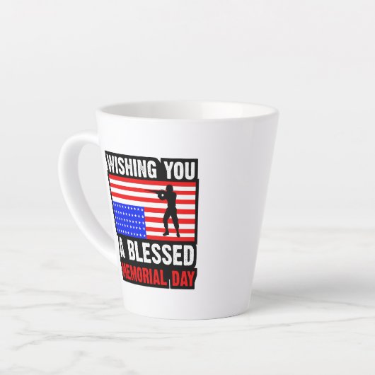 Ik wens u een gezegend gedenkteken dag-62237 latte mok (Linkerhoek)