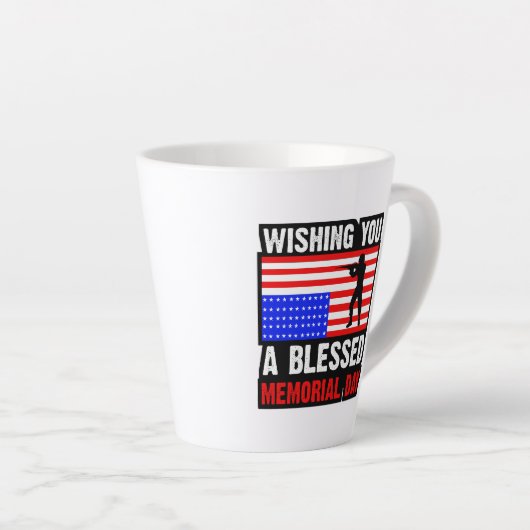 Ik wens u een gezegend gedenkteken dag-62237 latte mok (Rechterhoek)