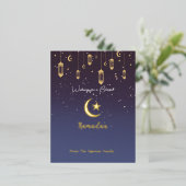 Ik wens u een gezegend Ramadan Gold Folie Uitnodiging Briefkaart (Staand Voorkant)