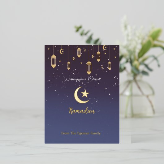 Ik wens u een gezegend Ramadan Gold Folie Uitnodiging Briefkaart (Staand Voorkant)