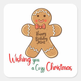 Ik wens u een gezellige Kerst Heilige Cookies Vierkante Sticker