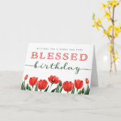 Ik wens u een Happy en BLESSED Birthday Kaart (Gele Bloem)