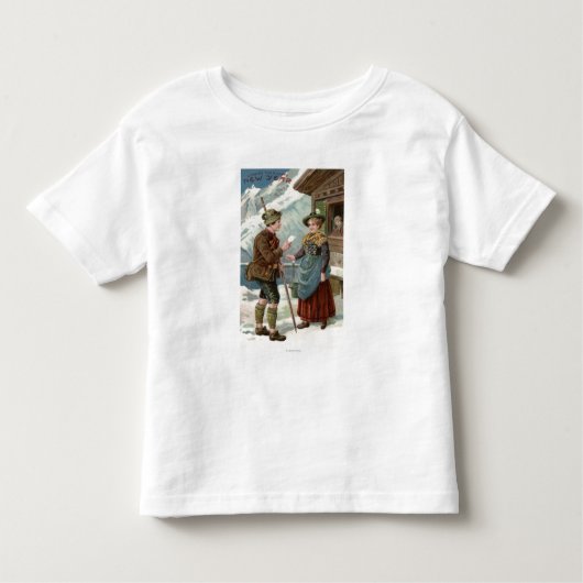 Ik wens u een Happy New YearMountain Scene Kinder Shirts (Voorkant)