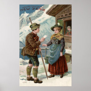 Ik wens u een Happy New YearMountain Scene Poster