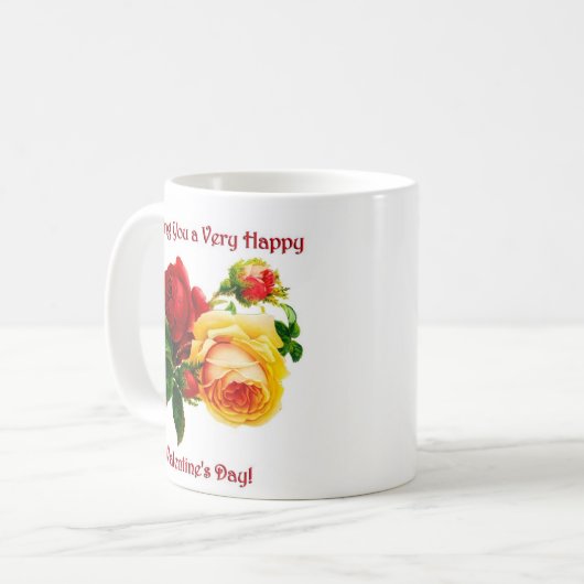 Ik wens u een heel gelukkig Valentijnsdag Roos cad Koffiemok (Voorkant links)