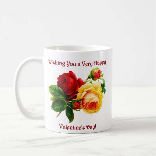 Ik wens u een heel gelukkig Valentijnsdag Roos cad Koffiemok (Links)