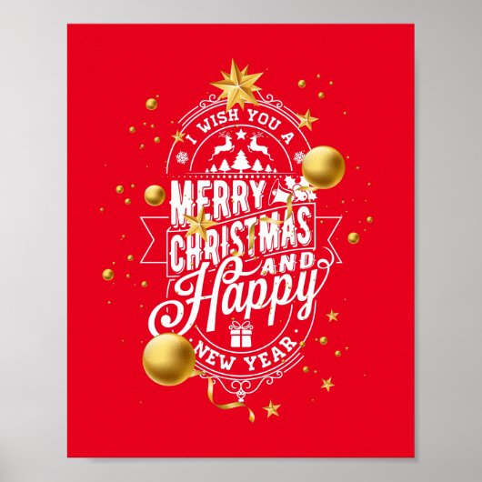 Ik wens u een heel prettig kerstfeest en een geluk poster (Voorkant)
