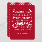 Ik wens u een heel prettige kersttypografie rood feestdagenkaart (Voorkant / Achterkant)