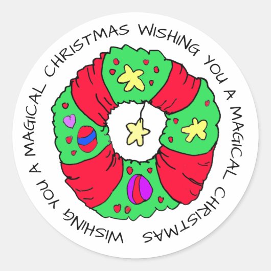Ik wens u een Magische Kerstfeestdag Ronde Sticker (Voorkant)