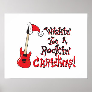 Ik wens u een Mok met de kerstklok voor een Rockin Poster