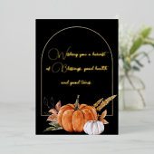 Ik wens u een Oogste Quote Oranje White Pumpkins Folie Feestdagenkaart (Staand Voorkant)