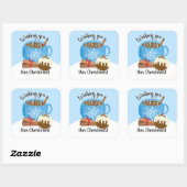Ik wens u een plezier met deze kerstkoffie Cera Vierkante Sticker (Vel)