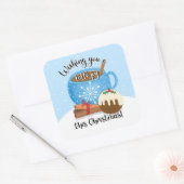 Ik wens u een plezier met deze kerstkoffie Cera Vierkante Sticker (Envelop)