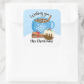 Ik wens u een plezier met deze kerstkoffie Cera Vierkante Sticker (Tas)