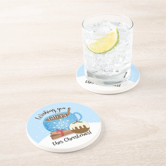 Ik wens u een plezier met deze kerstkoffie Cera Zandsteen Onderzetter (Zijkant)