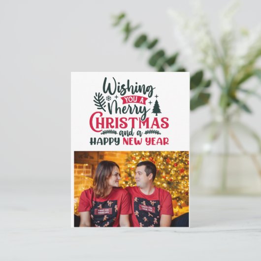 Ik wens u een prettig kerstfeest en een gelukkig n feestdagenkaart (Staand voorkant)