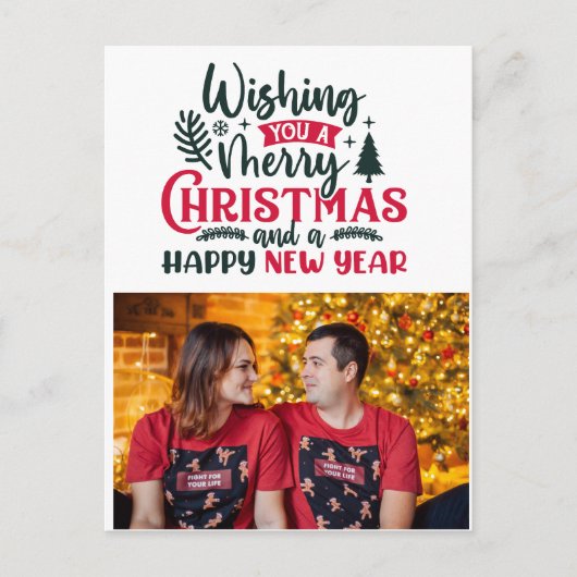 Ik wens u een prettig kerstfeest en een gelukkig n feestdagenkaart (Voorkant)