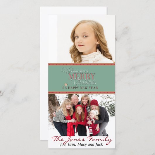 Ik wens u een prettig kerstfeest en gelukkig nieuw feestdagenkaart (Voorkant / Achterkant)