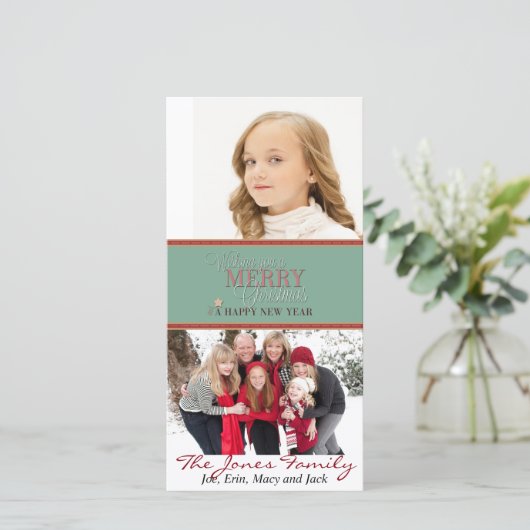 Ik wens u een prettig kerstfeest en gelukkig nieuw feestdagenkaart (Staand voorkant)