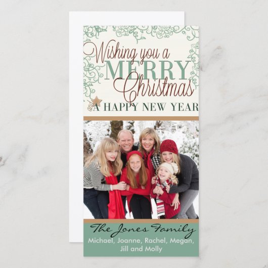 Ik wens u een prettig kerstfeest en gelukkig nieuw feestdagenkaart (Voorkant / Achterkant)